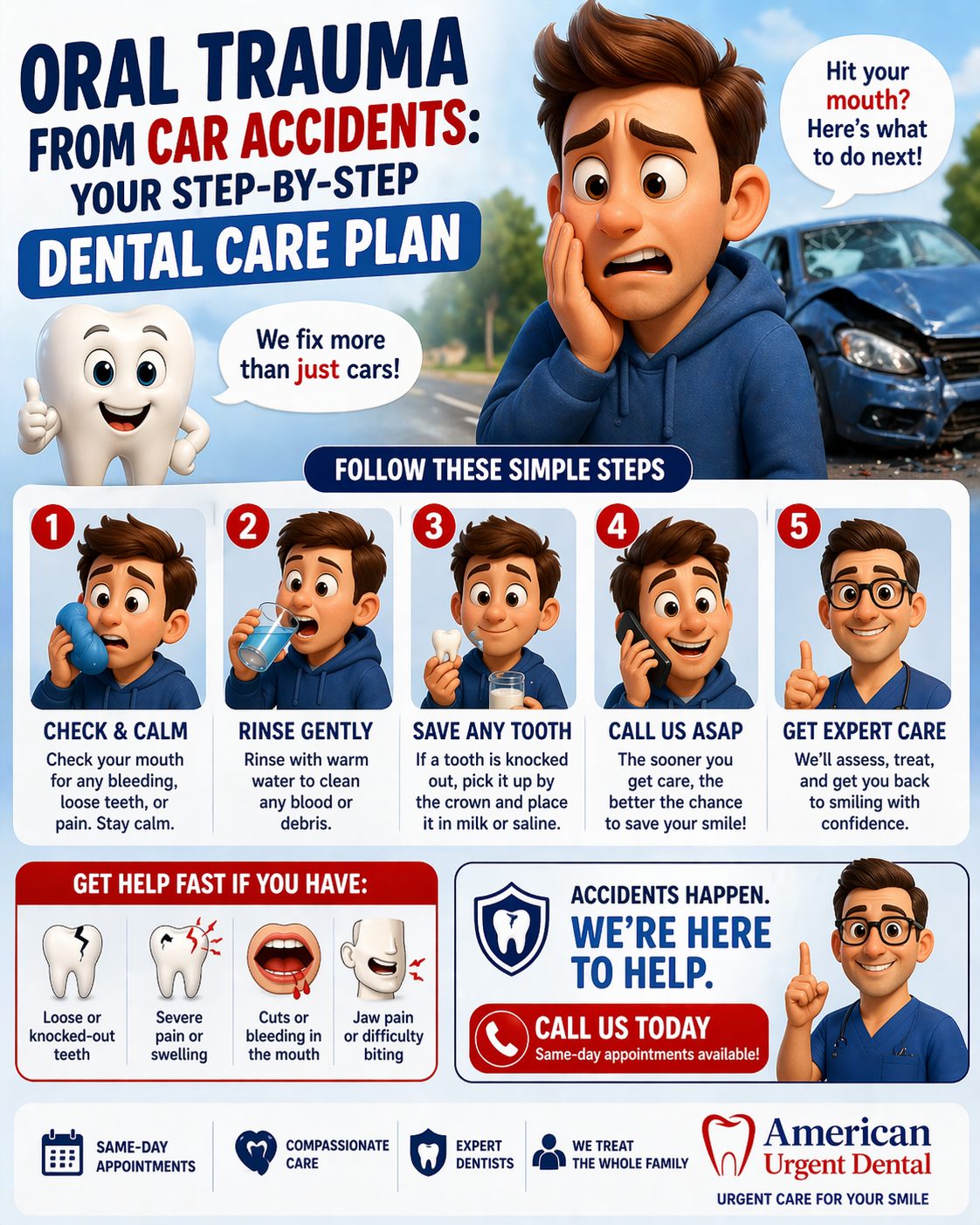 Oral Trauma from Car Accidents: Your Step-by-Step Dental Care Plan