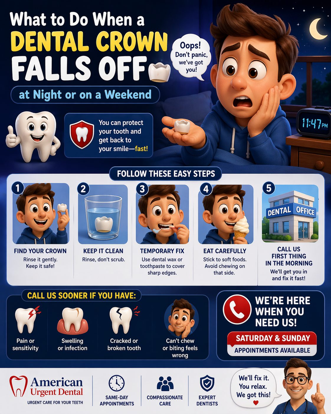 What to Do When a Dental Crown Falls Off at Night or on a Weekend